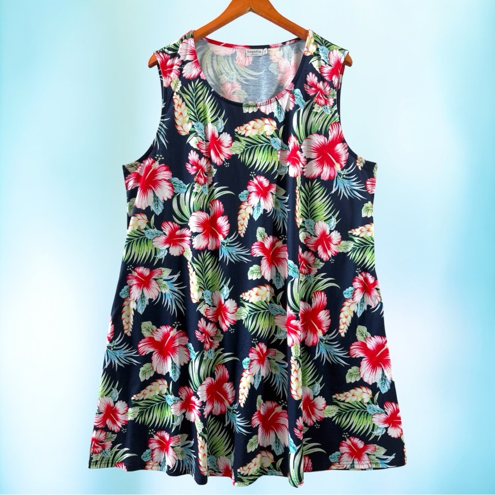 SIMPLE FUN Tropical Sleeveless Dress size 3XL